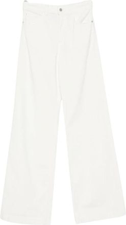 Emporio Armani Wijde vijf-pocket broek van garment-dyed corduroy - Dames - Loose Fit Jeans - Wit - W28 - Katoen - Jeans