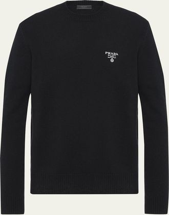 Prada Mens Cashmere Logo Crewneck Sweater