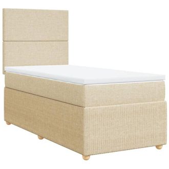 vidaXL Cama Box Spring Con Colch&oacute;n Tela Color Crema 90x190 Cm Vidaxl