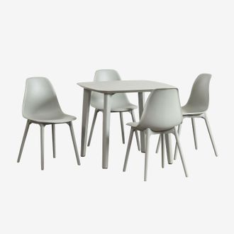 Sklum Set De Mesa Cuadrada 85x85 Cm Y 4 Sillas De Jard&iacute;n En Polipropileno Scand Sklum