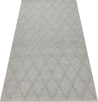 RugsX Rugsx - Wool carpet tahar 99001G grey - hand-woven loop, rhombus, boho grey 90x150 cm