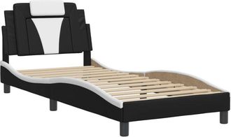 vidaXL Vidaxl - Estructura Cama Cabecero Cuero Sint&eacute;tico Negro Blanco 90x200 Cm