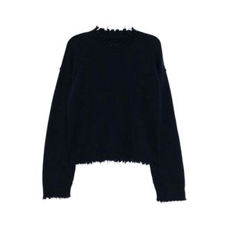 Uma Wang Round-neck Knitwear, female, Blue, Size: L Round-neck Knitwear