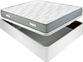 Colchones Aznar Colch&oacute;n Muelles Ensacados Spring 22 Cm Firme + Canap&eacute; Abatible Madera 3d Transpirable Altura 34 Cm Blanco - 105x190 Cm