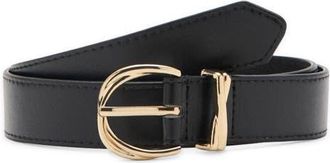 Mango Oval Buckle Faux Leather Belt in Black at Nordstrom, Size Medium