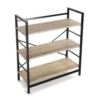 VERSA Estanter&iacute;a 3 baldas en aglomerado efecto madera y metal marr&oacute;n y negro