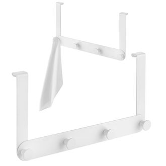 OEM Percha Para Cabina De Ducha, Gancho Cu&aacute;druple Para Toallas, Acero, Blanco