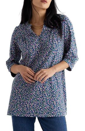 Seasalt Cornwall Sithney Floral Organic Cotton Jersey Tunic in Flax Flower Bright Orchid at Nordstrom, Size 10 Us
