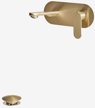 Sklum Sklum - Set De Grifo De Lavabo Empotrado En Lat&oacute;n Alameda Y V&aacute;lvula De Desag&uuml;e Para Lavabo Tipo Click-clack Orveta