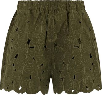 Red Valentino Perforated Summer Shorts - Dames - Korte Broeken - Groen - L - Polyester - Korte Broeken