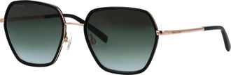 Marc O'Polo Sonnenbrille MARC OPOLO Modell 505122, Damen, schwarz, gold, leicht gl&auml;nzend, matt, metallic, Sonnenbrillen Sonnenbrille, Form Hexagon, Logoschriftzug