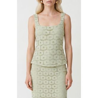 Vero Moda Janelle Floral Lace Tank in Fog Green at Nordstrom, Size X-Large