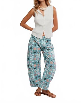 Free People Ditzy Jade Fun Barrel Jeans In Blue Multi