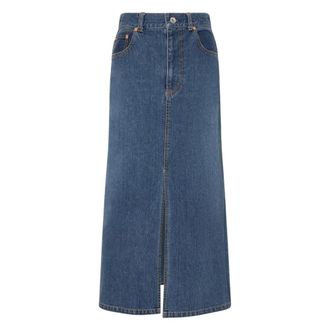 sacai Denim Midi Skirt - female - Sacai - Denim Skirts - Blue - M - Skirts