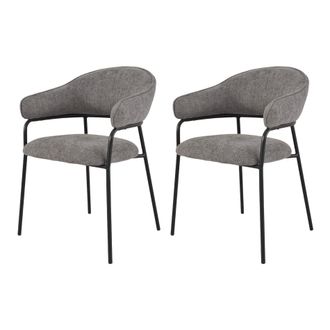 Mobili Rebecca Mobili Rebecca - Sillas Rebecca Mobili Jatoba 82,5x57x56,5 Tela De Poli&eacute;ster Acero Gris Negro Moderno Conjunto 2 Piez