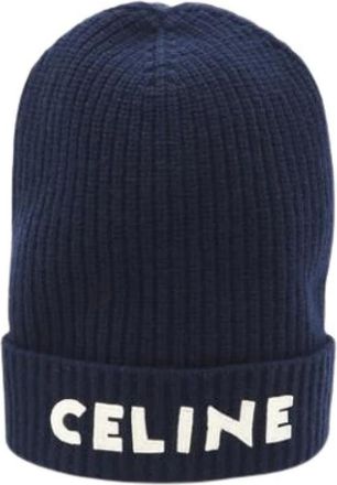 Celine Pre-owned Accessories, female, Blue, Size: ONE SIZE Pre-owned Vintage Knit Hat