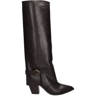 Lina Locchi Schoenen, Dames, Bruin, 40 EU, Leer, Mw 030 Hoge Laarzen