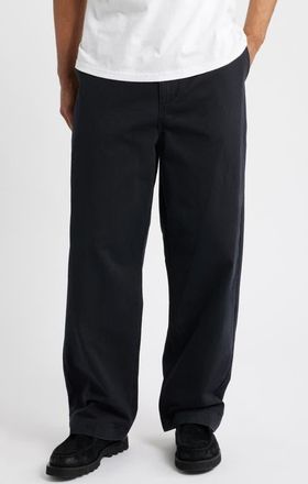 Obey Commons Flat Front Cotton Twill Chinos in Black Faded Wash at Nordstrom, Size 36