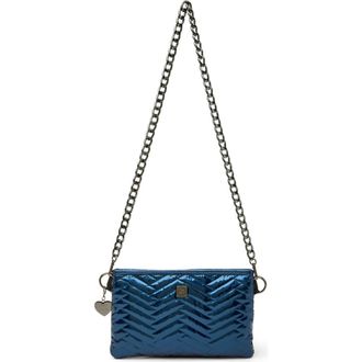 Think Royln Almost Famous Quilted Crossbody Bag in Glossy Navy Patent at Nordstrom