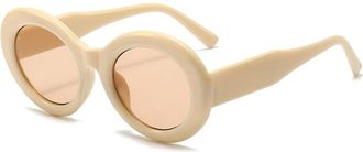 Generic Outdoor Men Large Frame Sunglasses Vacation Women Sports Sun Glasses(Beige)