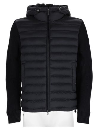 Colmar Black Quilted Ribbed-Sleeve Down Jacket