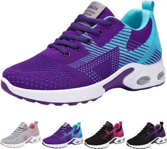Generic Womens Air Cushion Road Running Shoes Wide Toe Box Fashion Gym Jogging Walking Sneakers Women Breathable Mesh Sports Lace up Arch Support Shoes Comfor