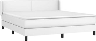 vidaXL Vidaxl - Cama Box Spring Con Colch&oacute;n Cuero Sint&eacute;tico Blanco 180x200 Cm