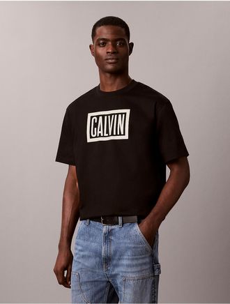 Calvin Klein Jeans Calvin Klein Mens Relaxed Box Logo Graphic Tee - Black - 2XL