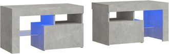 vidaXL Vidaxl - Mesitas de noche con luces led 2 uds gris hormigón 70x36,5x40cm