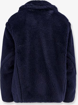Max Mara Womens Fur Jacket Alpaca-Wool Blue
