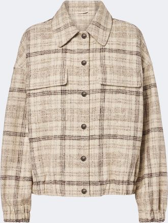 Brunello Cucinelli Checked cotton, silk, and hemp-blend jacket