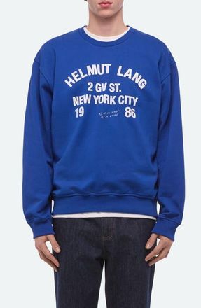 Helmut Lang Varsity Cotton French Terry Crewneck Sweatshirt in Royal Blue at Nordstrom, Size X-Large