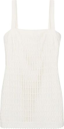 SIMKHAI Casual Beige Mini Shift Jurk - Dames - Korte kleedjes - Beige - L - Katoen - Kleedjes