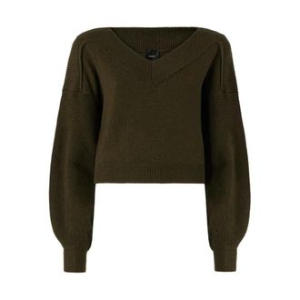 Pinko Ringhio Pull - female - PINKO - V-neck Knitwear - Green - XS - Knitwear
