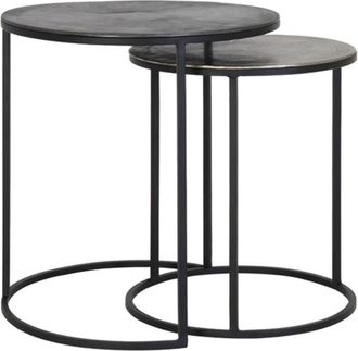 Light & Living Light&living - Set De Mesas Auxiliares Talca R&uacute;stico Plomo Y