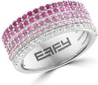 Effy Sterling Silver Pav&eacute; Pink Sapphire, Rhodolite & White Zircon Band Ring at Nordstrom Rack, Size 7