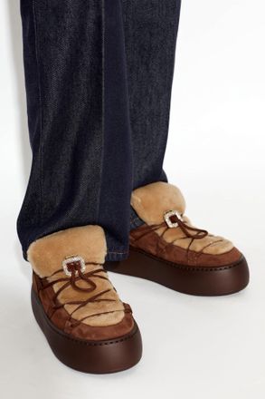Roger Vivier Suede Platform Shoes, Womens, Brown