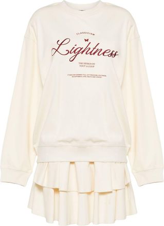 Tout à Coup slogan-embroidered crew-neck sweatshirt - women - Elastane/Polyester/Elastane/Cotton/Polyester - S - Neutrals