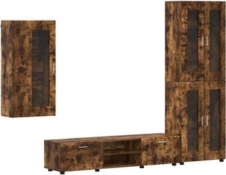 vidaXL TV Cabinet Set with Drawer FLORIN Smoked Oak Engineered Wood vidaXL