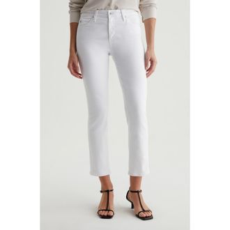 AG - Adriano Goldschmied Mari Mid Rise Slim Straight Leg Crop Jeans in Gallery White at Nordstrom, Size 30