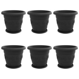 vidaXL Macetas 6 Pcs Negro &Oslash; 39 X 32 Cm Pl&aacute;stico Vidaxl