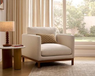 Castlery Owen Armchair, Basketweave Cream Walnut for Men