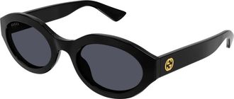 Gucci Minimal GG Logo Oval Zonnebrillen - Dames - Zonnebrillen - Zwart - 53 MM - Nylon - Accessoires