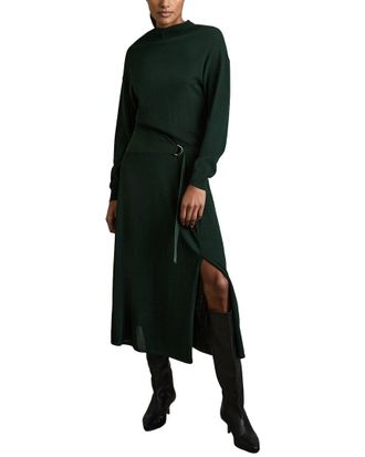Reiss Alina Belted Knit Woven Dress