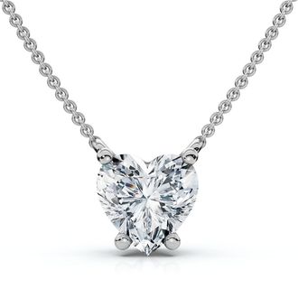 Pompeii3 Certified 3Ct Heart Solitaire Diamond Pendant Necklace 14k Gold Lab Grown