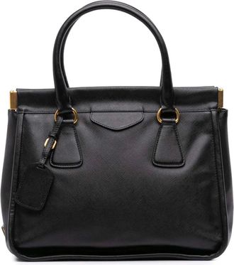 Prada Borsa tote Lucido in pelle Saffiano con manico e telaio 2010-2025 - Nero