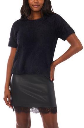 Vince Camuto Short Sleeve Sweater in Rich Black at Nordstrom Rack, Size Large