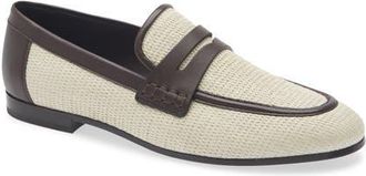 Brunello Cucinelli Techno Raffia Penny Loafer in C112 Corda at Nordstrom, Size 10.5Us
