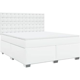 vidaXL Vidaxl - Cama Box Spring Con Colch&oacute;n Cuero Sint&eacute;tico Blanco 180x200 Cm
