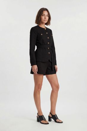 Karen Millen Womens Cotton Utility Button Detail Short - Black Lyocell - Size 10 UK